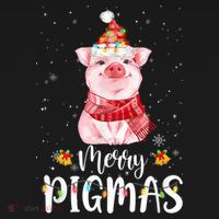 Merry Pigmas Funny Pig Christmas Pajama For Pig Lover Shirt Women's Hoodie thumb 2