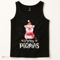 Merry Pigmas Funny Pig Christmas Pajama For Pig Lover Shirt Tank Top thumb 2