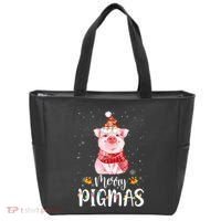 Merry Pigmas Funny Pig Christmas Pajama For Pig Lover Shirt Tote Bag thumb 0