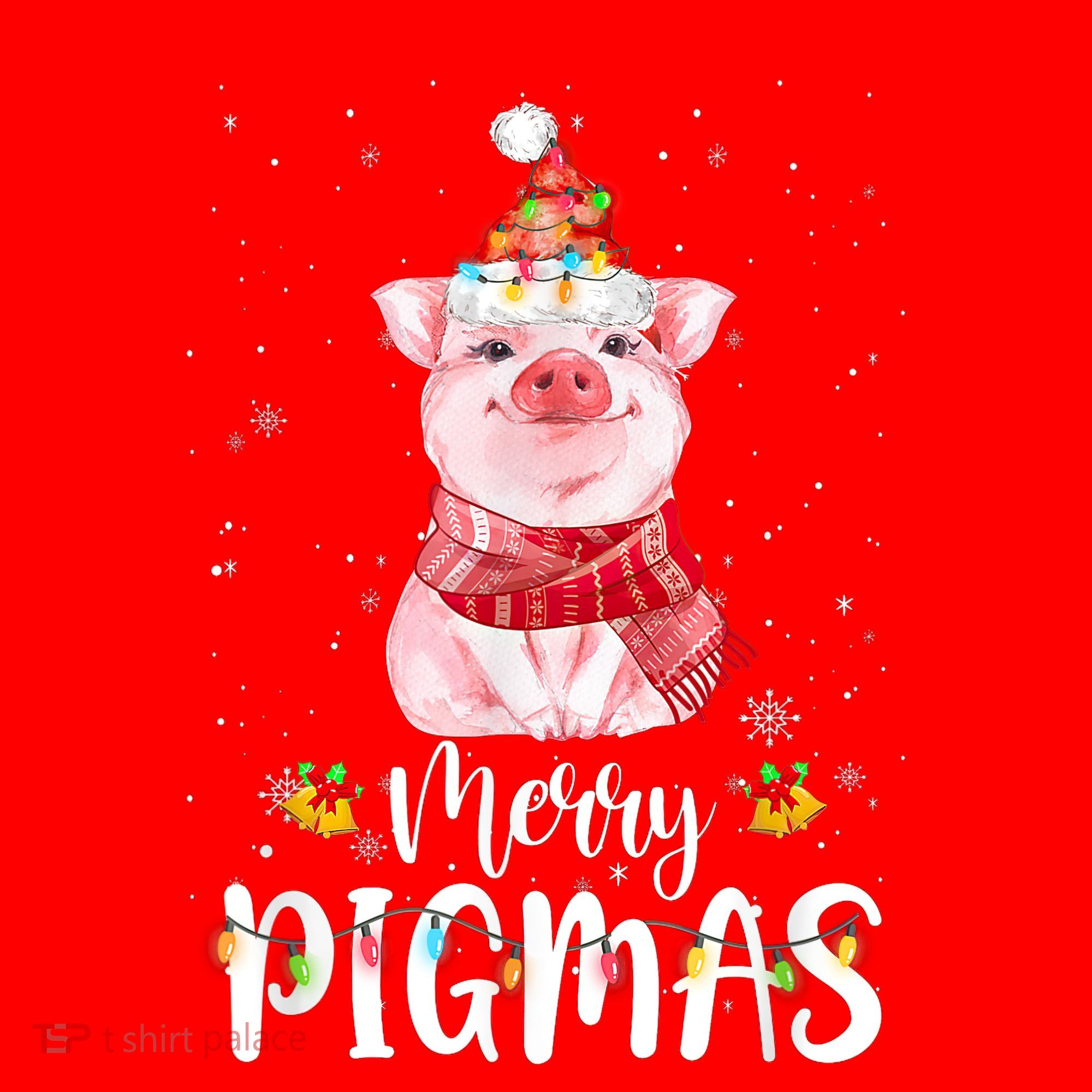 Merry Pigmas Funny Pig Christmas Pajama For Pig Lover Shirt Santa Hat
