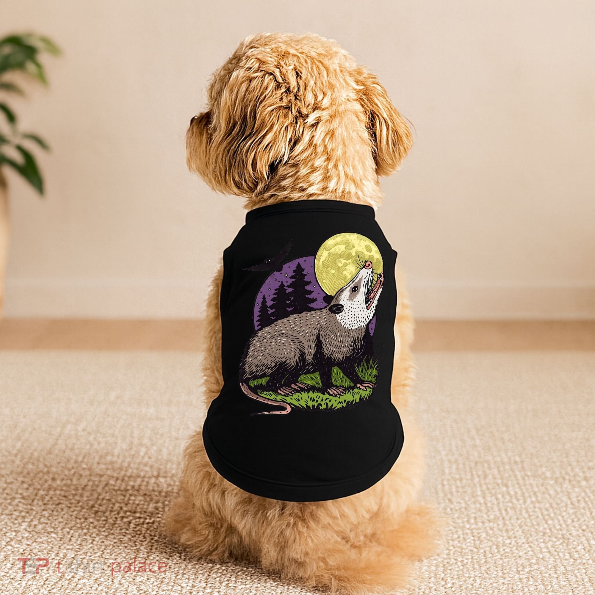 Moon Possum Funny Marsupial Rodent Opossums Retro Art Groovy Doggie Tank