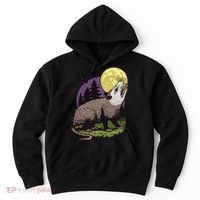 Moon Possum Funny Marsupial Rodent Opossums Retro Art Groovy Hoodie thumb 0