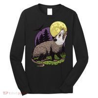 Moon Possum Funny Marsupial Rodent Opossums Retro Art Groovy Long Sleeve Shirt thumb 0