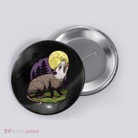 Moon Possum Funny Marsupial Rodent Opossums Retro Art Groovy Button thumb 0