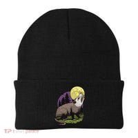 Moon Possum Funny Marsupial Rodent Opossums Retro Art Groovy Beanie thumb 0