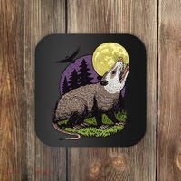 Moon Possum Funny Marsupial Rodent Opossums Retro Art Groovy Coaster thumb 0