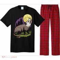 Moon Possum Funny Marsupial Rodent Opossums Retro Art Groovy Pajama Set thumb 0