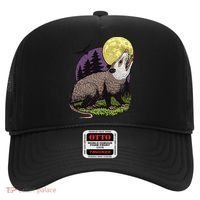Moon Possum Funny Marsupial Rodent Opossums Retro Art Groovy Hat thumb 0
