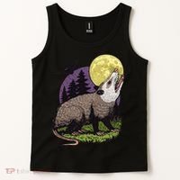 Moon Possum Funny Marsupial Rodent Opossums Retro Art Groovy Tank Top thumb 2