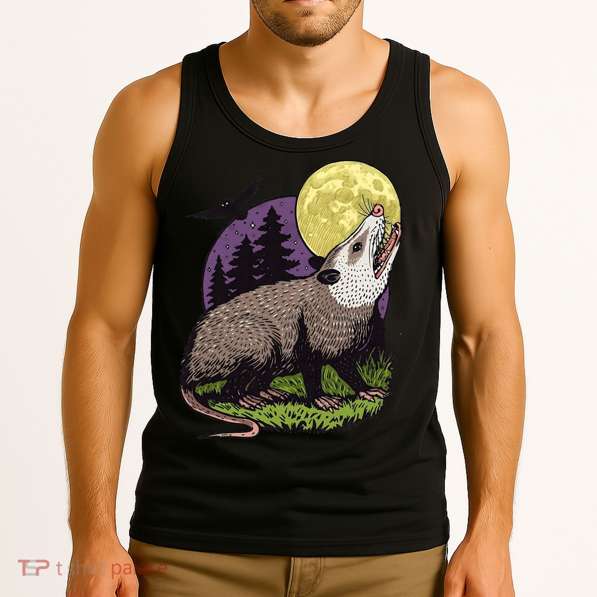 Moon Possum Funny Marsupial Rodent Opossums Retro Art Groovy Tank Top