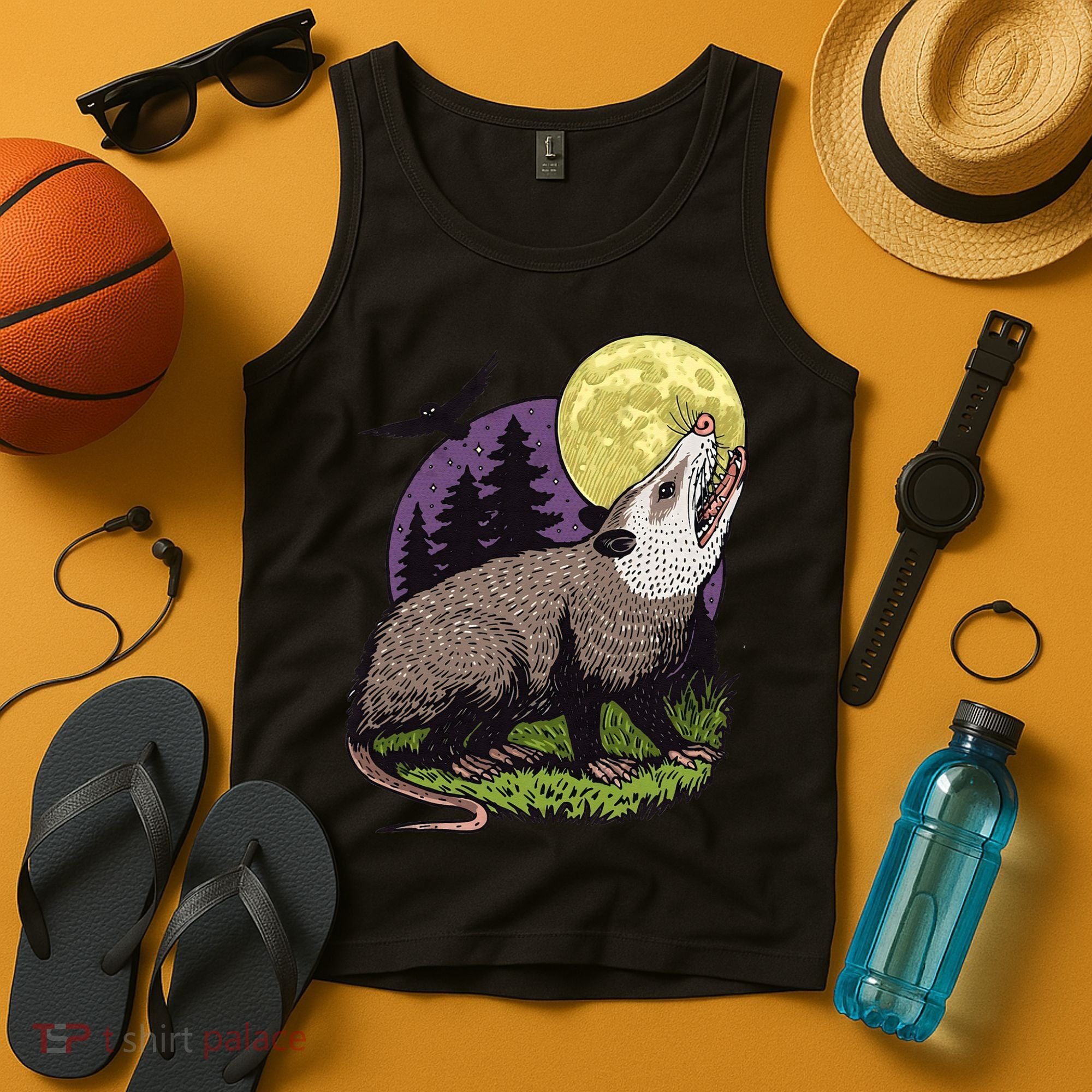 Moon Possum Funny Marsupial Rodent Opossums Retro Art Groovy Tank Top
