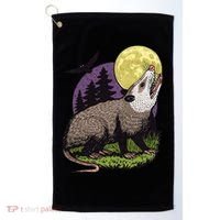 Moon Possum Funny Marsupial Rodent Opossums Retro Art Groovy Golf Towel thumb 0