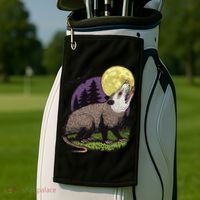 Moon Possum Funny Marsupial Rodent Opossums Retro Art Groovy Golf Towel thumb 2