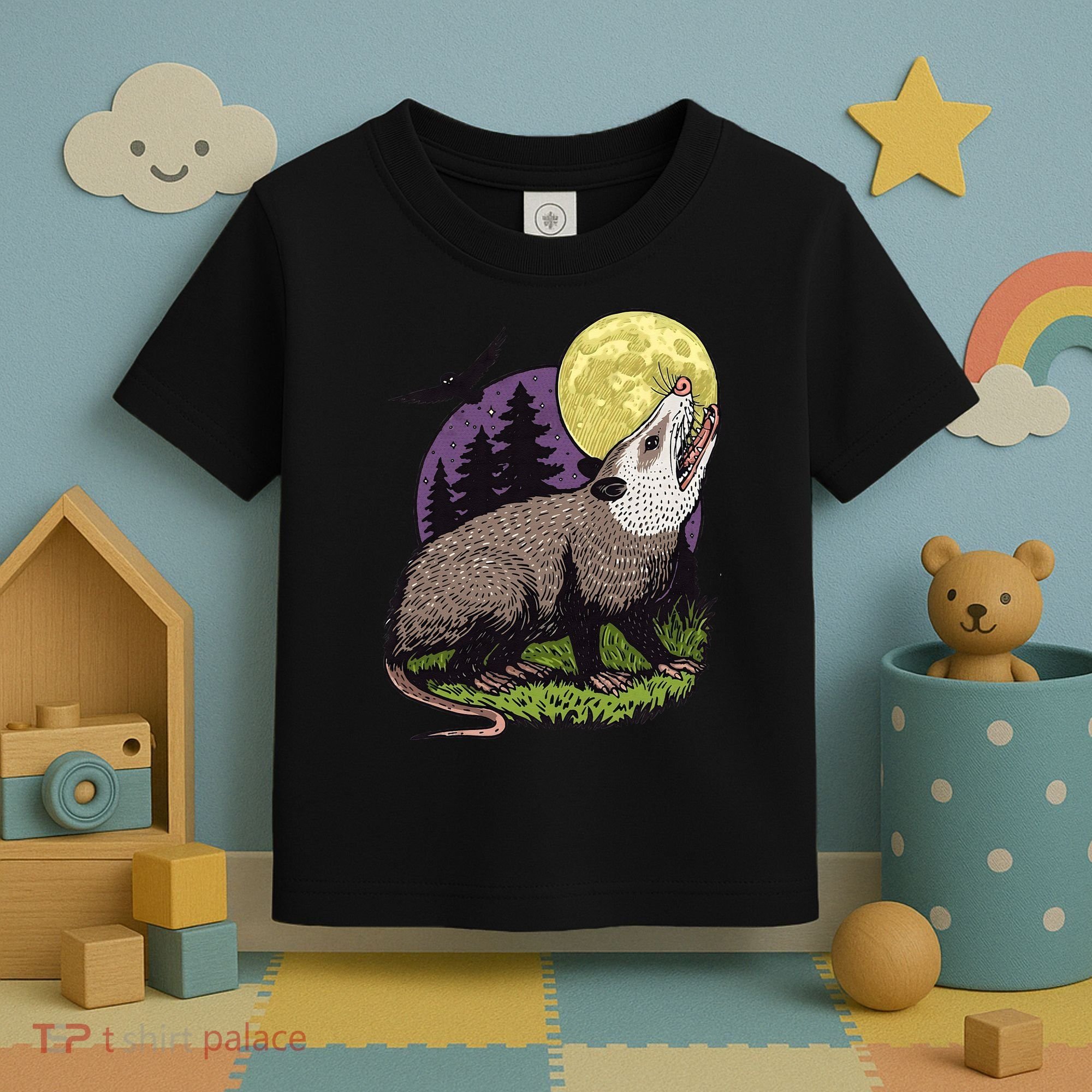 Moon Possum Funny Marsupial Rodent Opossums Retro Art Groovy Toddler T-Shirt