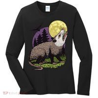 Moon Possum Funny Marsupial Rodent Opossums Retro Art Groovy Women's Long Sleeve Shirt thumb 0