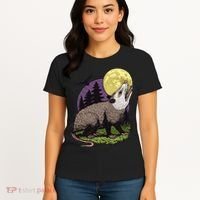 Moon Possum Funny Marsupial Rodent Opossums Retro Art Groovy Women's T-Shirt thumb 4