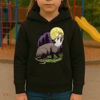 Moon Possum Funny Marsupial Rodent Opossums Retro Art Groovy Kids Hoodie thumb 3