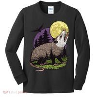 Moon Possum Funny Marsupial Rodent Opossums Retro Art Groovy Kids Long Sleeve Shirt thumb 0