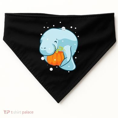 Manatee Pumpkin Fall Halloween Thanksgiving Sea Cow Gift USA-Made Doggie Bandana