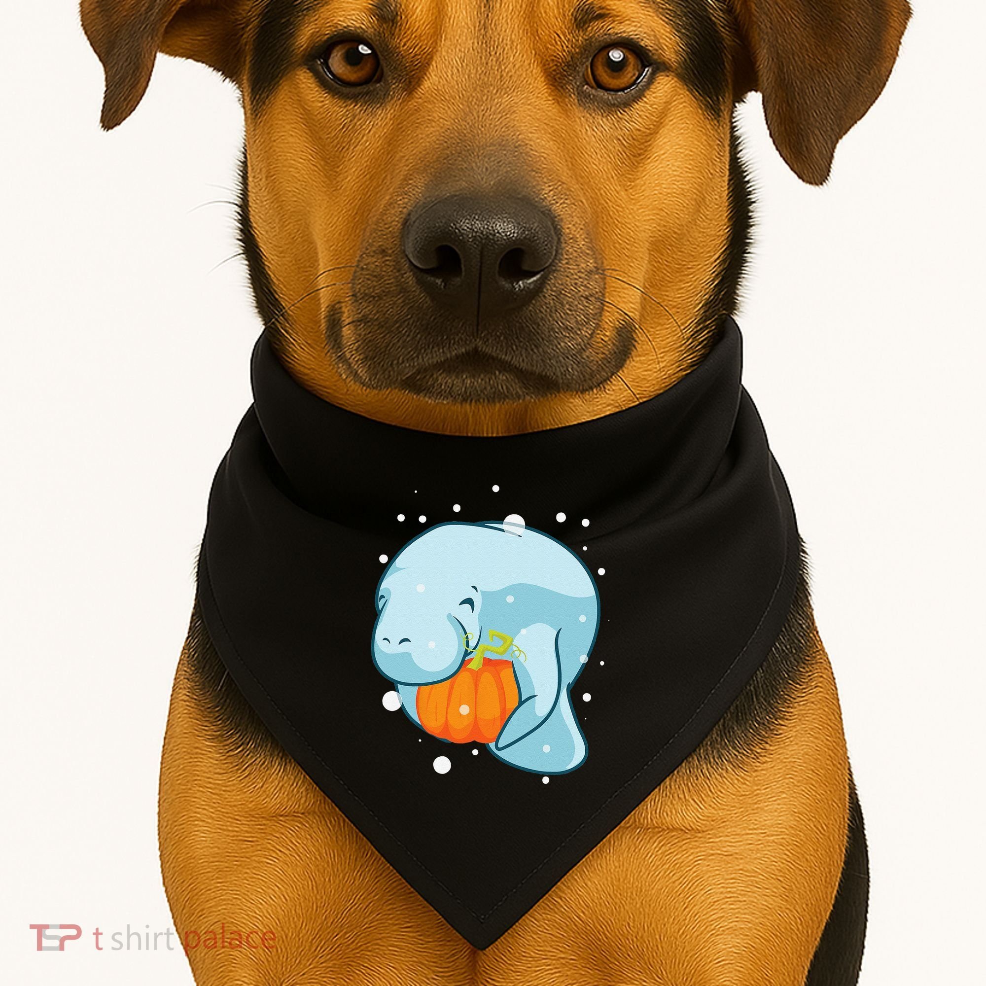 Manatee Pumpkin Fall Halloween Thanksgiving Sea Cow Gift USA-Made Doggie Bandana