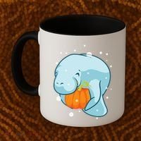 Manatee Pumpkin Fall Halloween Thanksgiving Sea Cow Gift Coffee Mug thumb 2