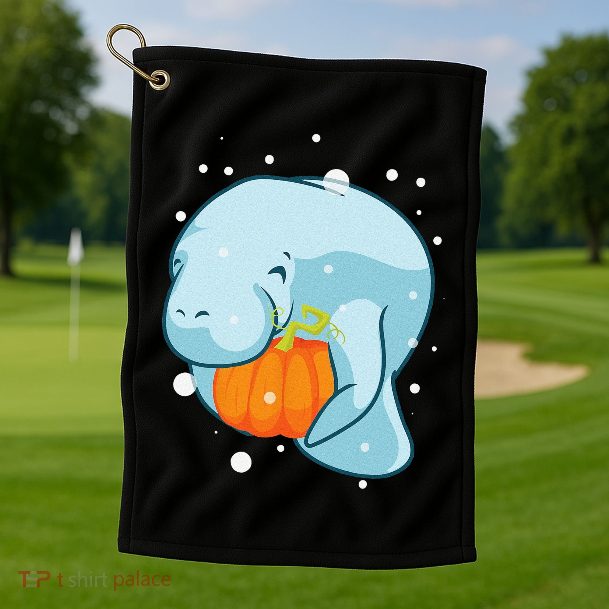 Manatee Pumpkin Fall Halloween Thanksgiving Sea Cow Gift Golf Towel
