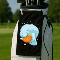 Manatee Pumpkin Fall Halloween Thanksgiving Sea Cow Gift Golf Towel thumb 2