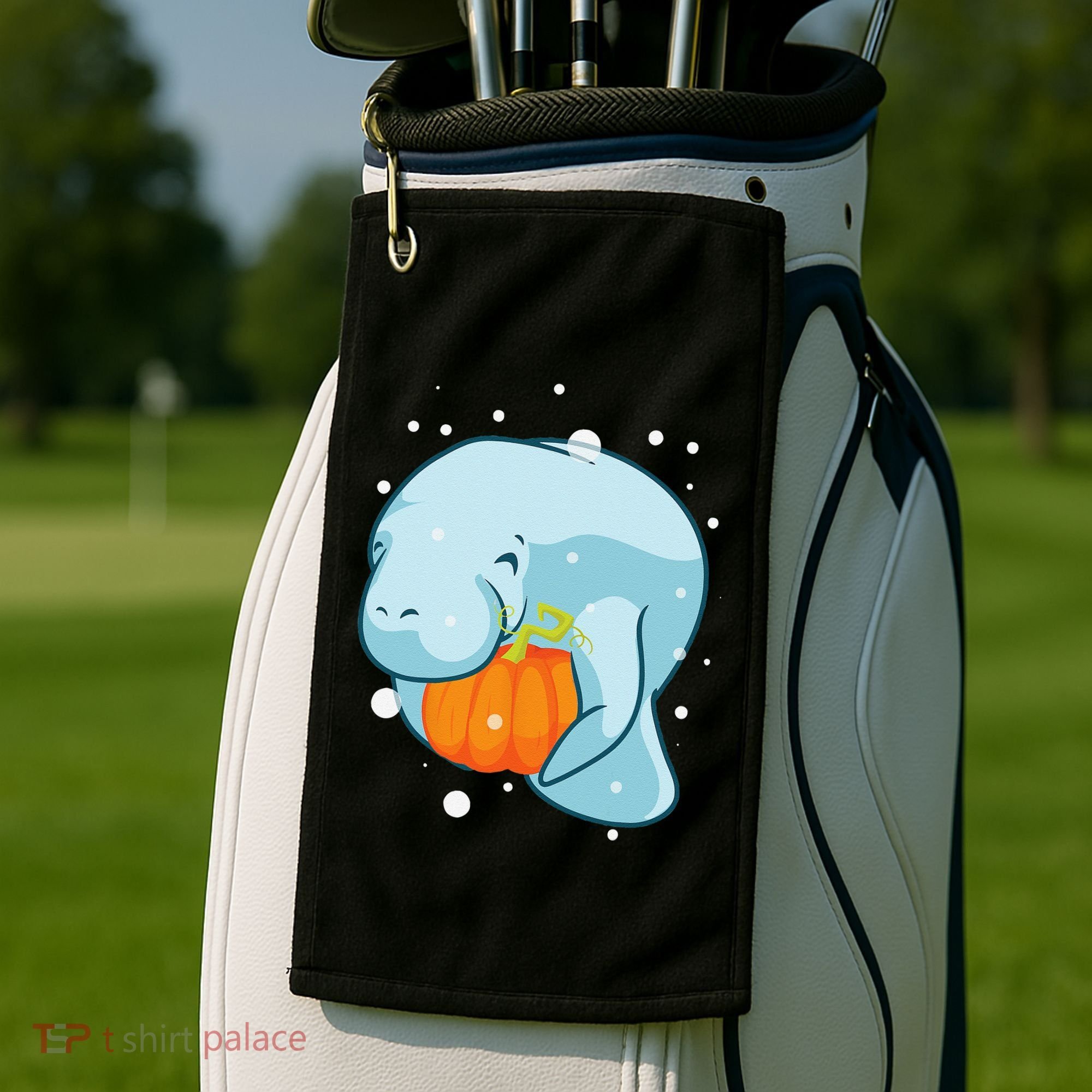 Manatee Pumpkin Fall Halloween Thanksgiving Sea Cow Gift Golf Towel