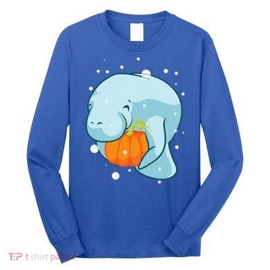 Manatee Pumpkin Fall Halloween Thanksgiving Sea Cow Gift Long Sleeve Shirt
