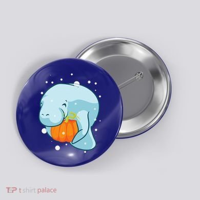 Manatee Pumpkin Fall Halloween Thanksgiving Sea Cow Gift Button