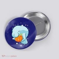 Manatee Pumpkin Fall Halloween Thanksgiving Sea Cow Gift Button thumb 0