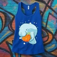 Manatee Pumpkin Fall Halloween Thanksgiving Sea Cow Gift Women's Tank Top thumb 3