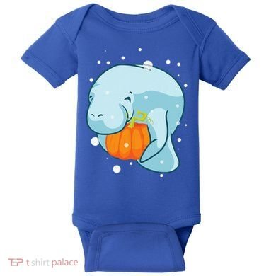 Manatee Pumpkin Fall Halloween Thanksgiving Sea Cow Gift Baby Bodysuit