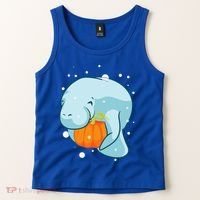 Manatee Pumpkin Fall Halloween Thanksgiving Sea Cow Gift Tank Top thumb 2