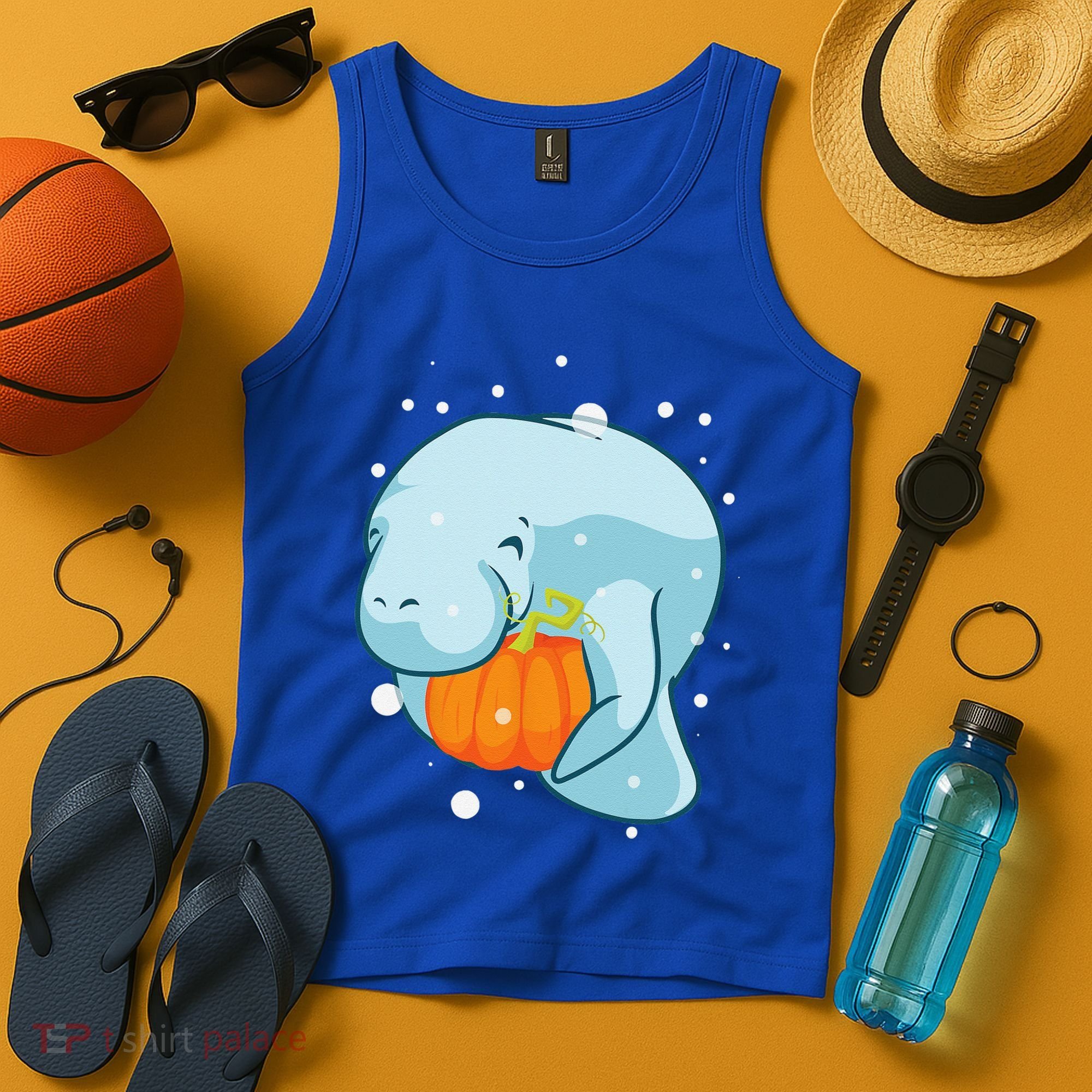 Manatee Pumpkin Fall Halloween Thanksgiving Sea Cow Gift Tank Top