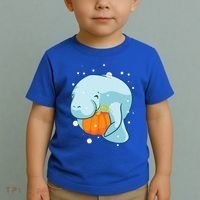 Manatee Pumpkin Fall Halloween Thanksgiving Sea Cow Gift Toddler T-Shirt thumb 2