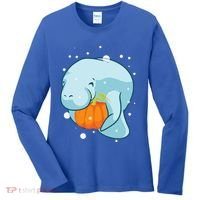 Manatee Pumpkin Fall Halloween Thanksgiving Sea Cow Gift Women's Long Sleeve Shirt thumb 0