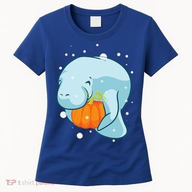 Manatee Pumpkin Fall Halloween Thanksgiving Sea Cow Gift Women's T-Shirt
