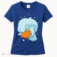 Manatee Pumpkin Fall Halloween Thanksgiving Sea Cow Gift Women's T-Shirt thumb 0
