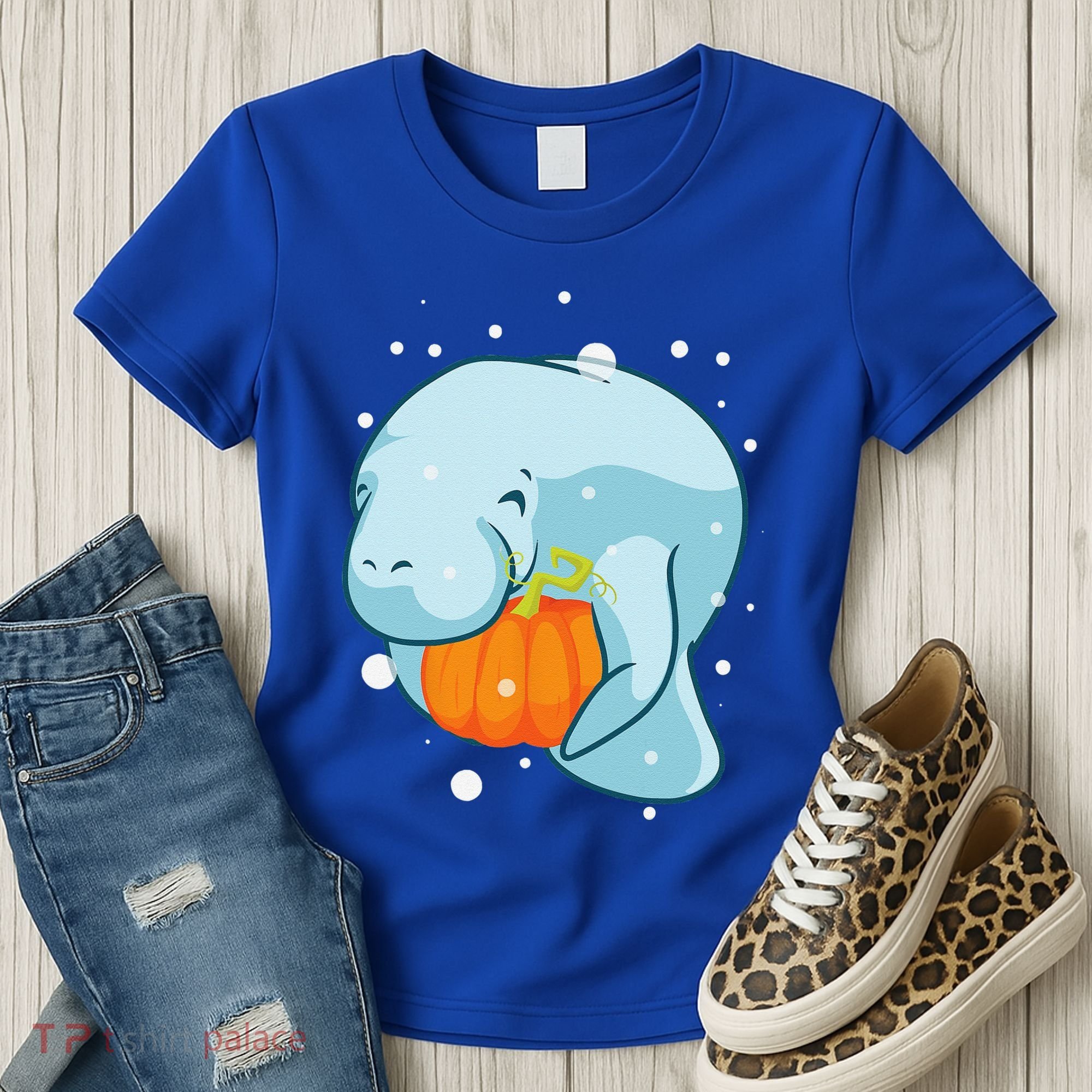 Manatee Pumpkin Fall Halloween Thanksgiving Sea Cow Gift Women's T-Shirt