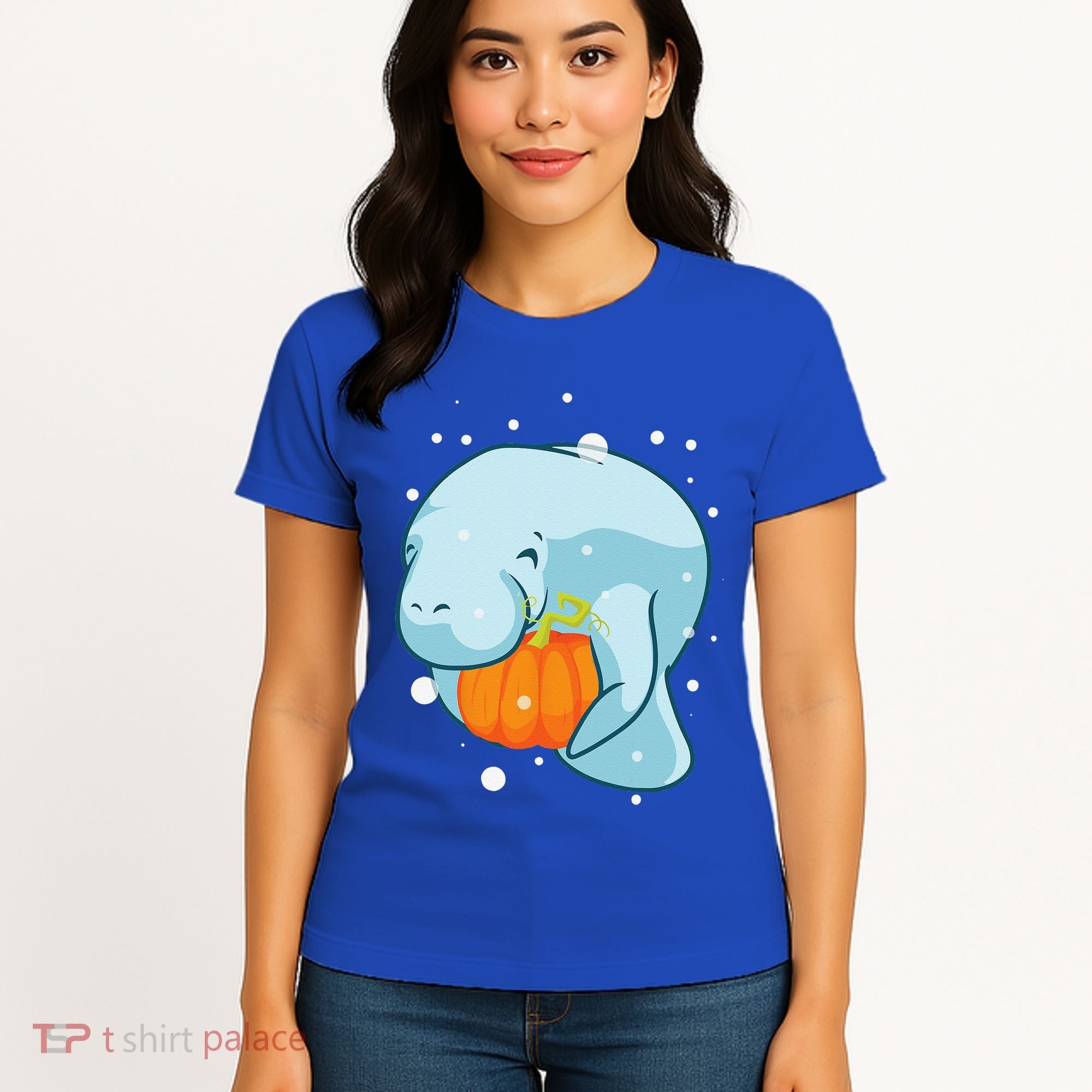 Manatee Pumpkin Fall Halloween Thanksgiving Sea Cow Gift Women's T-Shirt