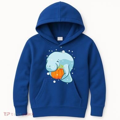 Manatee Pumpkin Fall Halloween Thanksgiving Sea Cow Gift Kids Hoodie