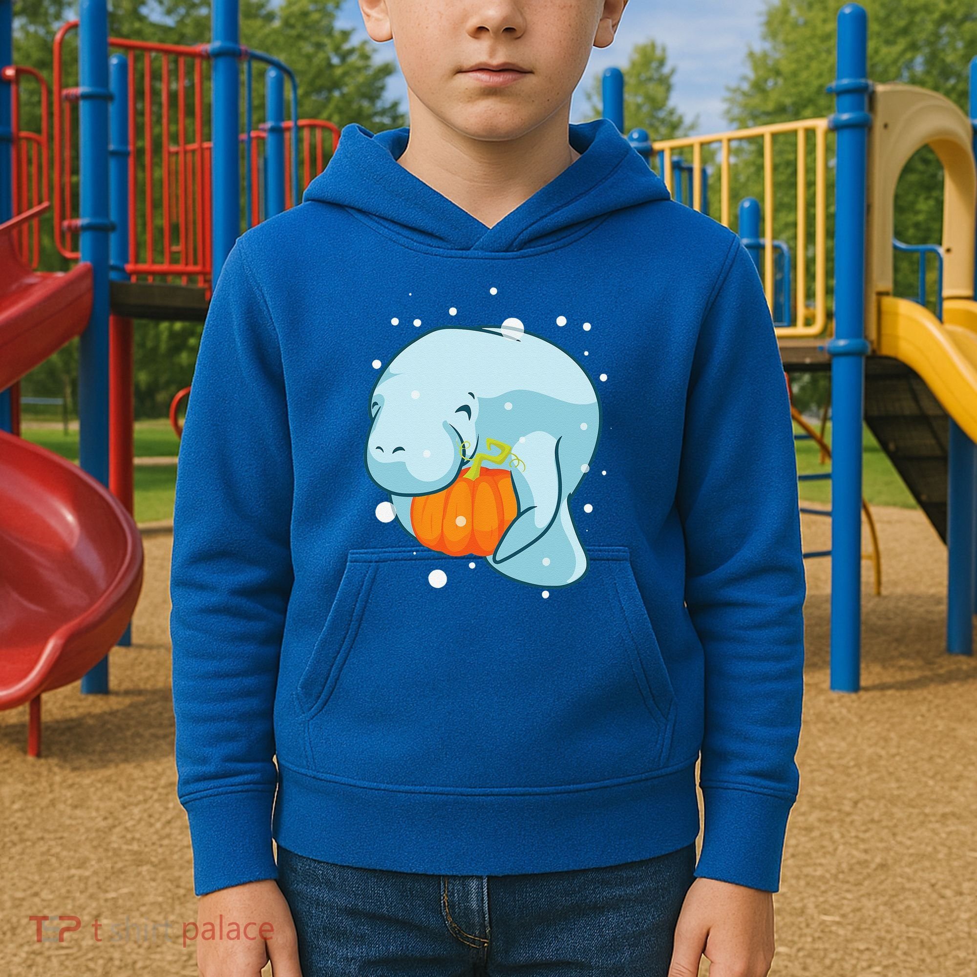 Manatee Pumpkin Fall Halloween Thanksgiving Sea Cow Gift Kids Hoodie