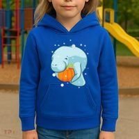 Manatee Pumpkin Fall Halloween Thanksgiving Sea Cow Gift Kids Hoodie thumb 3