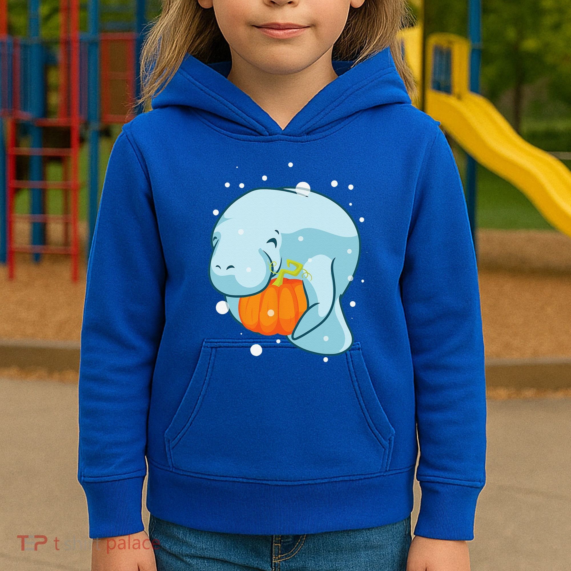 Manatee Pumpkin Fall Halloween Thanksgiving Sea Cow Gift Kids Hoodie