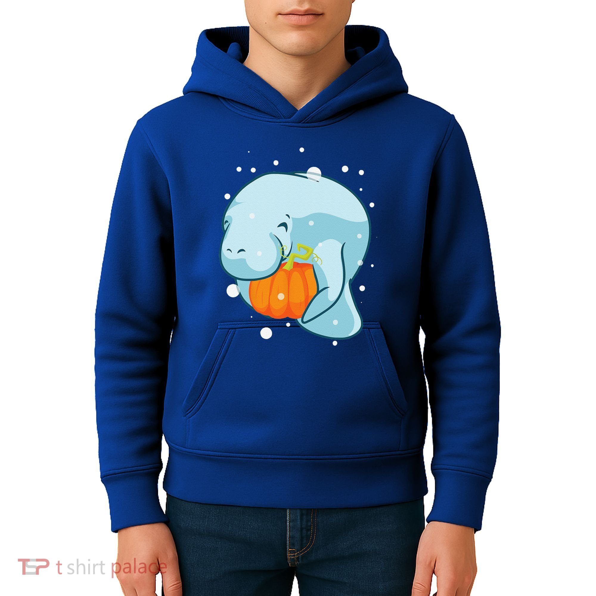 Manatee Pumpkin Fall Halloween Thanksgiving Sea Cow Gift Kids Hoodie