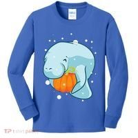 Manatee Pumpkin Fall Halloween Thanksgiving Sea Cow Gift Kids Long Sleeve Shirt thumb 0