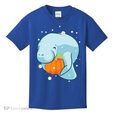 Manatee Pumpkin Fall Halloween Thanksgiving Sea Cow Gift Kids T-Shirt
