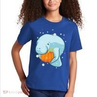 Manatee Pumpkin Fall Halloween Thanksgiving Sea Cow Gift Kids T-Shirt thumb 2