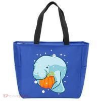Manatee Pumpkin Fall Halloween Thanksgiving Sea Cow Gift Tote Bag thumb 0